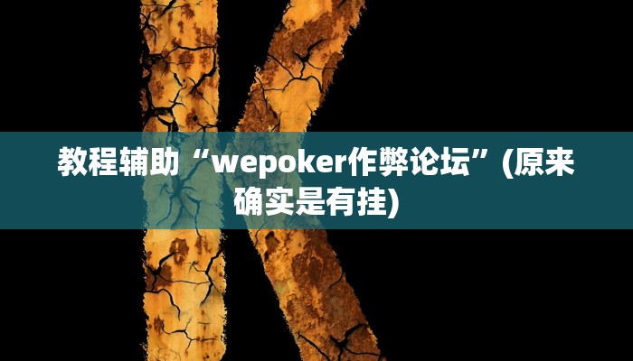 教程辅助“wepoker作弊论坛”(原来确实是有挂)