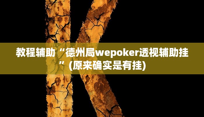 教程辅助“德州局wepoker透视辅助挂”(原来确实是有挂)