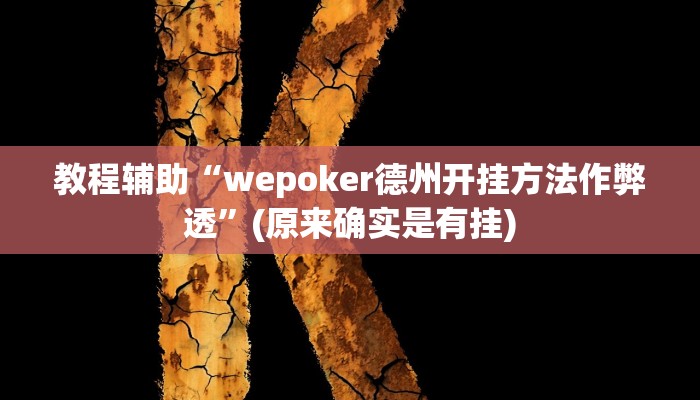 教程辅助“wepoker德州开挂方法作弊透”(原来确实是有挂)