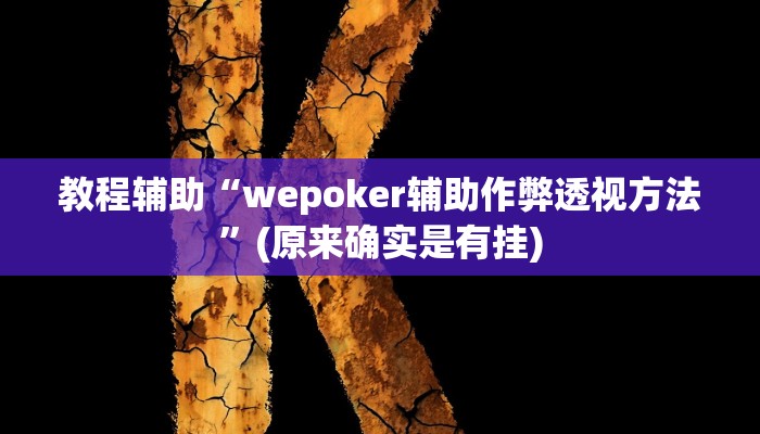 教程辅助“wepoker辅助作弊透视方法”(原来确实是有挂)