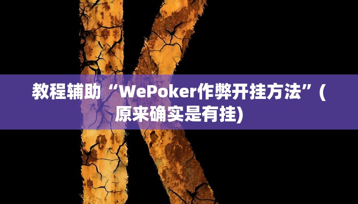 教程辅助“WePoker作弊开挂方法”(原来确实是有挂)