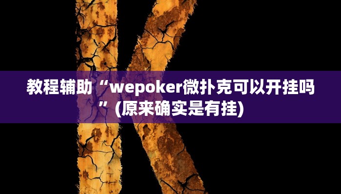 教程辅助“wepoker微扑克可以开挂吗”(原来确实是有挂)