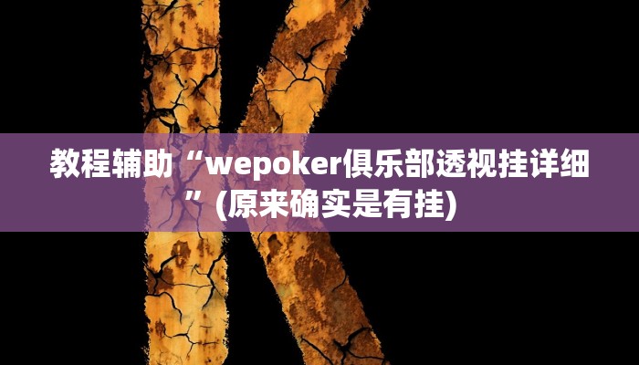 教程辅助“wepoker俱乐部透视挂详细”(原来确实是有挂)