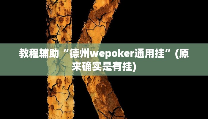 教程辅助“德州wepoker通用挂”(原来确实是有挂)