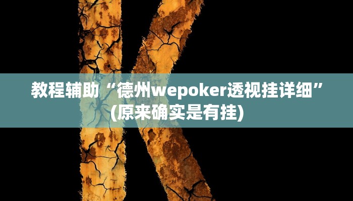 教程辅助“德州wepoker透视挂详细”(原来确实是有挂)
