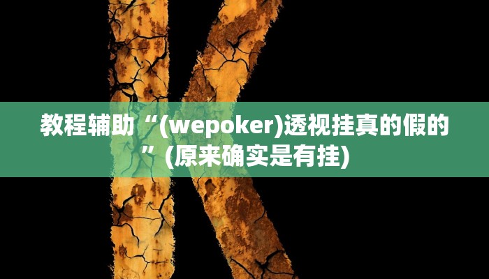 教程辅助“(wepoker)透视挂真的假的”(原来确实是有挂)