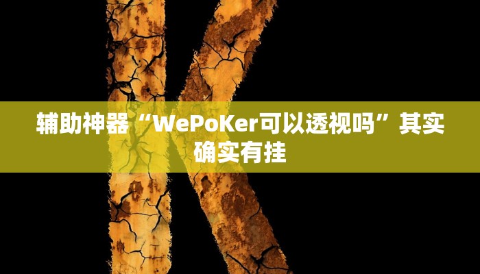 辅助神器“WePoKer可以透视吗”其实确实有挂