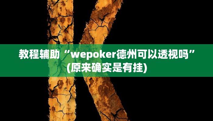 教程辅助“wepoker德州可以透视吗”(原来确实是有挂)
